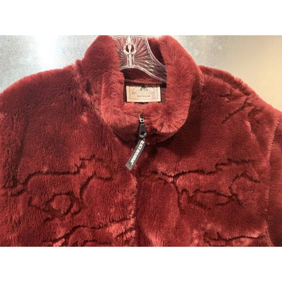 RARE Shaved Silhouette Running Horses Black Mountain Outdoor Deep Pile Coat  Lg - Picture 3 of 16